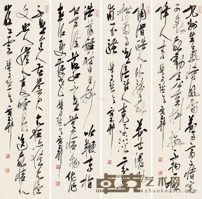 恽建新 草书 四屏镜心 <em>136×34cm×4</em>