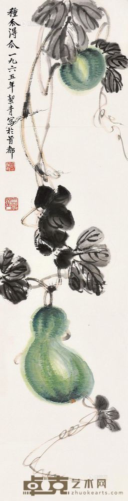 胡絜青 种瓜得瓜图 镜心 <em>135×34cm</em>