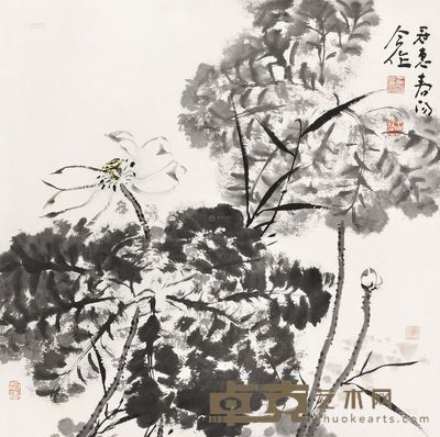 霍春阳 王冠惠 墨荷图 镜片 <em>68×68cm</em>