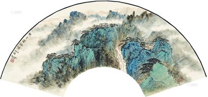 徐建明 黄山积翠图 扇面
