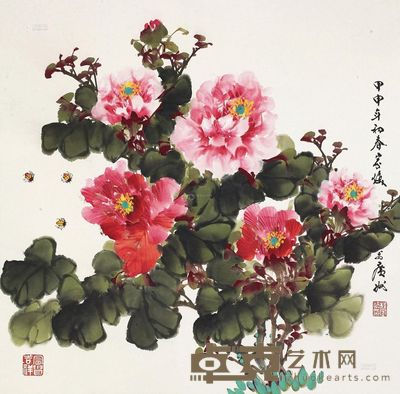 程家焕 牡丹 镜片 <em>67×67cm</em>