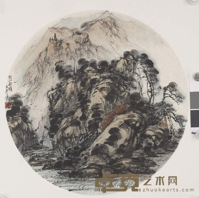 大土三阳 羽山秋晴图 Φ40cm