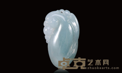 冰种翡翠蓝水寿桃挂件 3.6×2.3
