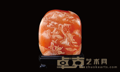 寿山石松下对弈图摆件 6×9.8