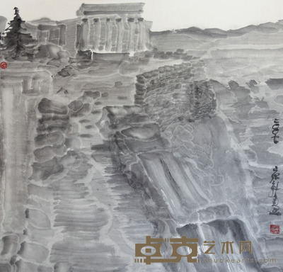 周京新 水墨山水 67cm×67cm 约4平尺