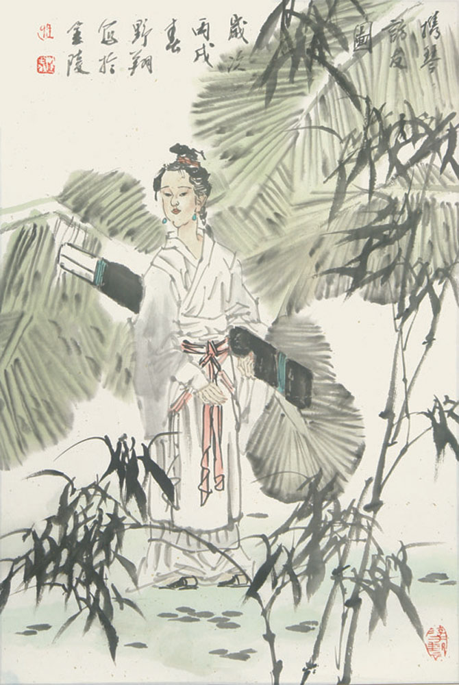 王野翔 携琴访友图 66cm×44cm 约2.6平尺