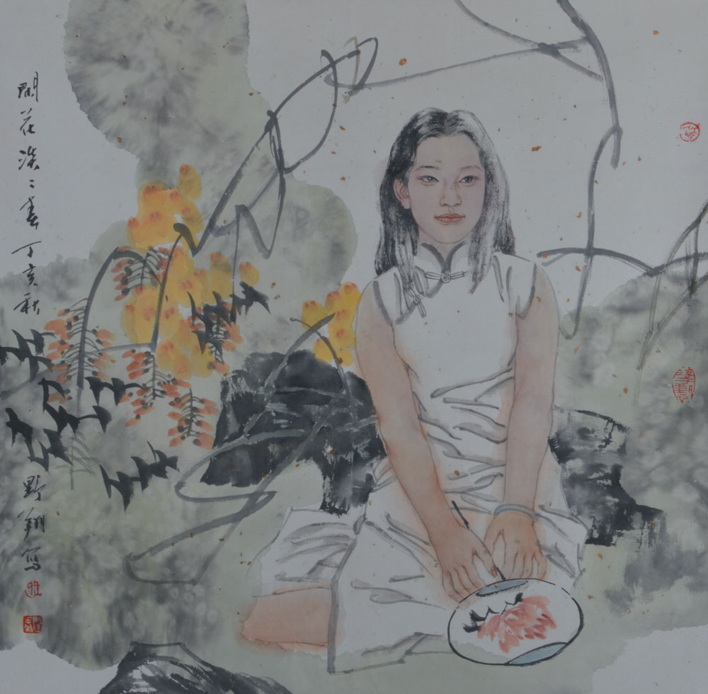 王野翔 闲花美女 66cm×66cm 约3.9平尺