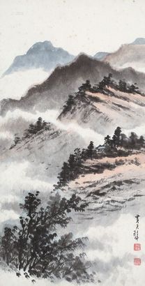 黄君璧 山水 镜片