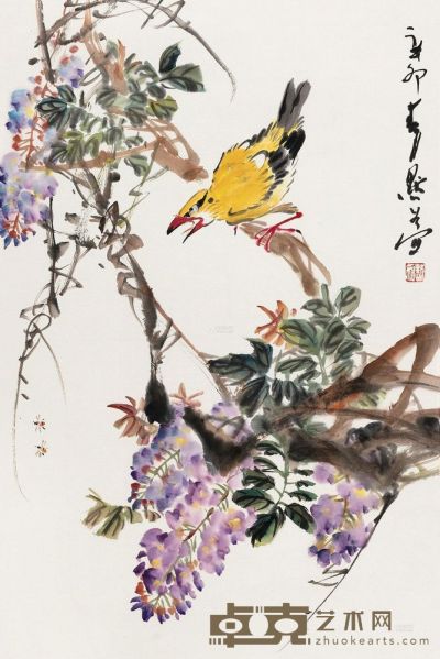 金默如 2011年作 花鸟 镜心 69×46cm