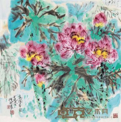郭怡孮 花卉 镜心 69×68cm