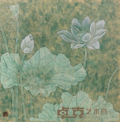 蒋采萍 荷花 镜框 69×68cm