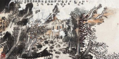 姚鸣京 2004年作 秋枫坐忘图 镜心