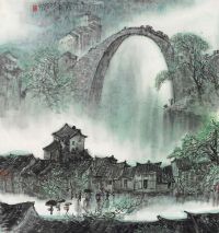 李行简 1990年作 江城春雨 镜框