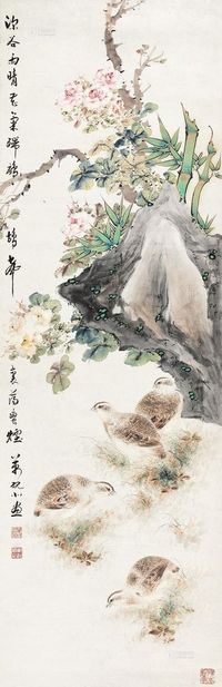 万砚北 花鸟 立轴