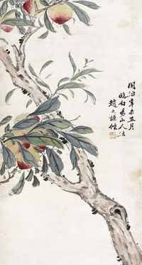 赵之谦 （款） 1861年作 寿桃 立轴