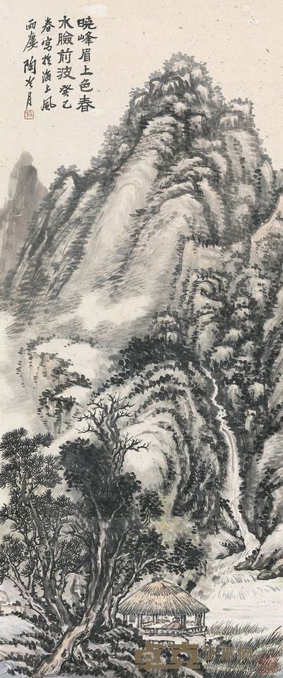 陶冷月 1953年作 晓峰眉上色 镜心 88×37cm