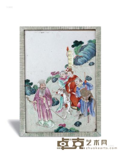 清乾隆 粉彩人物故事图瓷板 24×16.5cm