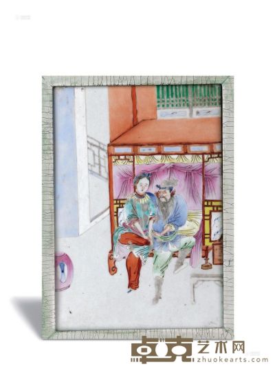 清乾隆 粉彩人物故事图瓷板 24×16.5cm