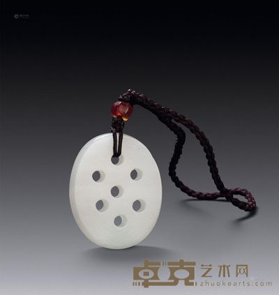 清 白玉雕莲藕片挂件 长5.5cm；高4.4cm