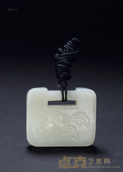 清 青白玉“长命富贵”锁 长4.5cm；宽3.7cm