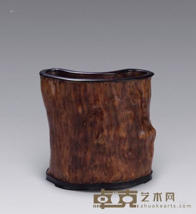 黄杨木随形笔筒 高12.5cm