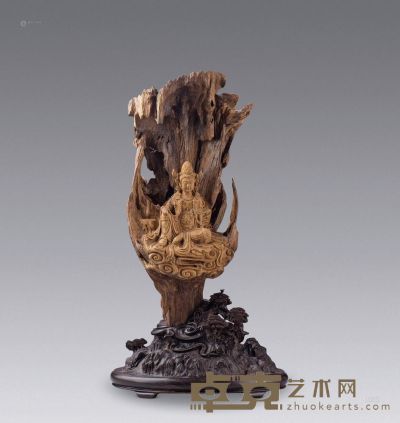 祁俊杰 沉香木雕自在观音菩萨造像 高50cm