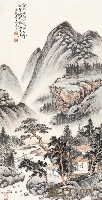 吴琴木 丙寅（1986）年作 山水 立轴 68×33cm