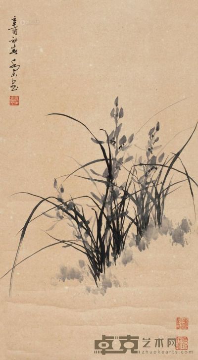 乔木 辛酉（1981）年作 兰花 立轴 87×47.5cm