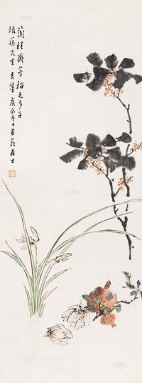 仇淼之 庚辰（1940）年作 花卉 立轴