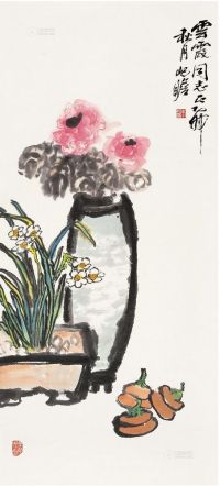 朱屹瞻 乙卯（1975）年作 花卉 立轴