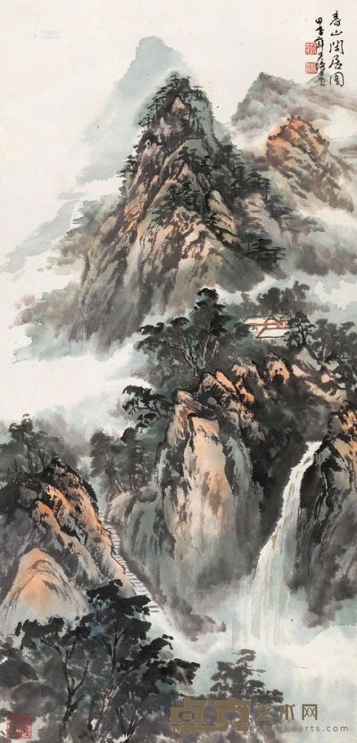 杨天培 甲子（1984）年作 春山闲居图 立轴 92×44cm
