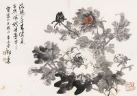 郁文华 辛未（1991）年作 花卉 镜框