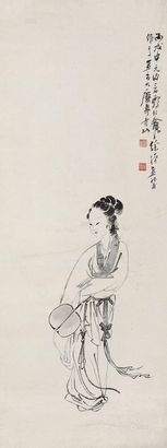 徐燕孙 丙戌（1946年）作 墨笔仕女 镜心