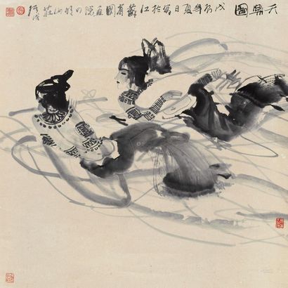 赵绪成 戊辰（1988年）作 天乐图 立轴