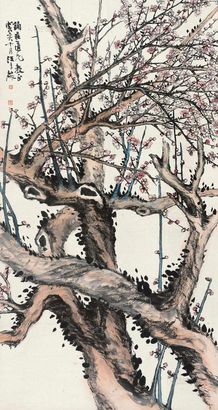 汪吉麟 癸亥（1923年）作 红梅图 立轴