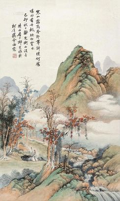 祁崑 己卯（1939年）作 寒林高士 镜心