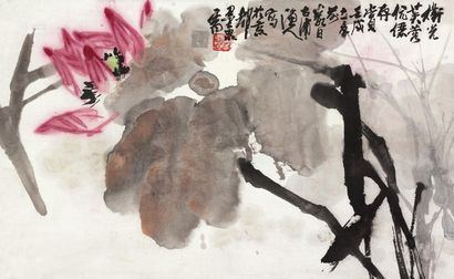 张立辰 壬戌（1982年）作 荷花 镜心