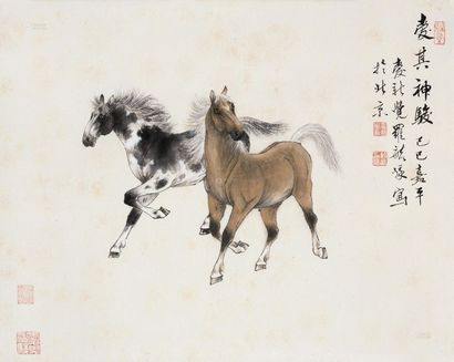 毓峨 己巳（1989年）作 爱其神骏 立轴