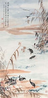 吴青霞 癸酉（1993年）作 芦雁图 立轴