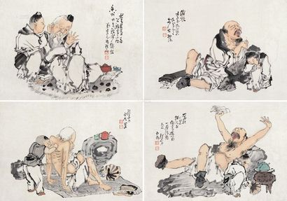 李霞 人物 （四帧） 镜心