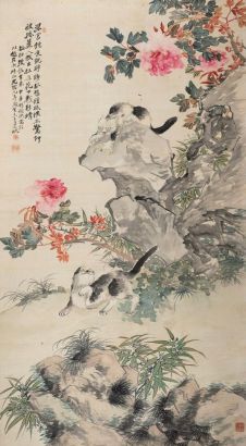 胡铁梅 癸未（1883年）作 富贵猫蝶图 立轴