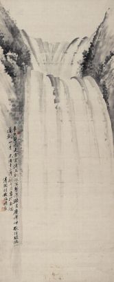 胡铁梅 1886年作 飞瀑图 立轴