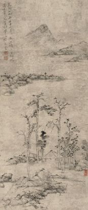 张宗苍 壬申（1752年）作 疏林远渚图 立轴