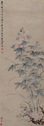 钱载 庚子（1780年）作 花卉 立轴