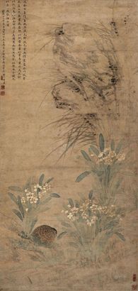 张宜尊 丙寅（1806年）作 花鸟 立轴