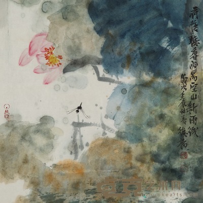 刘德扬 荷塘听香 34x34cm