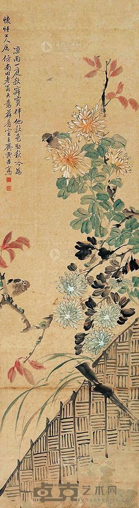 齐云吉 山花烂漫 立轴 142×39cm