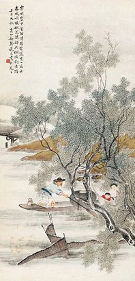 花元 游园 立轴