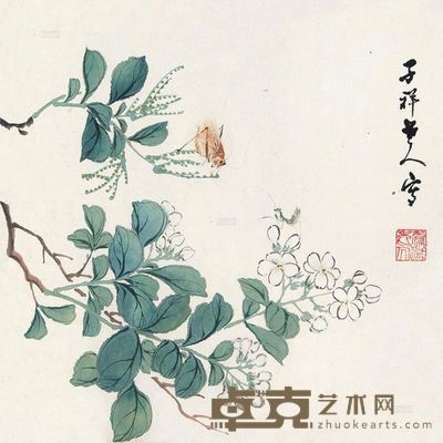 张熊 春园虫趣 镜片 32×32cm