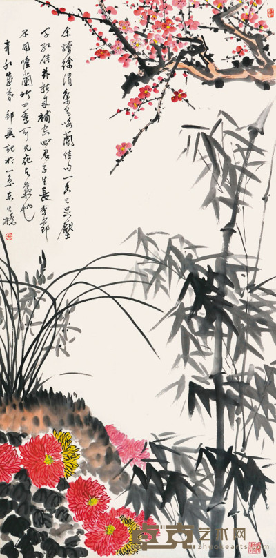 张邦兴 花卉 136×68cm